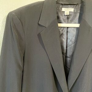 Garnet Hill Black Silk Blazer Jacket Office Career Chic Womens Sz 12 Daily Luxe